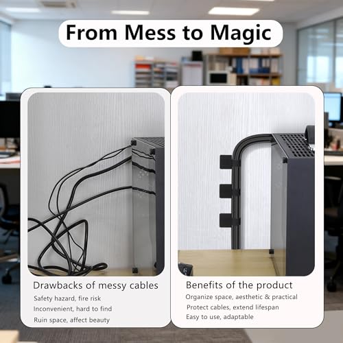 48Pcs Upgraded Under Desk Cable Management Ties - Self Adhesive Sticky Back Hook and Loop Straps, Cable Wire Organizers for Home Office - color: Black