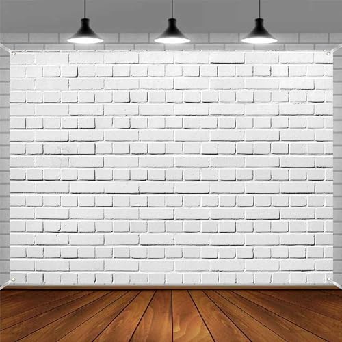 White Brick Wall Backdrop 6x4 FT Backdrops Vintage White Stone Wall Background Polyester Portrait Photo Booth for Adults Office Kids Birthday Graduation Party Home Decoration Banners - color: White, size: 6x4 FT