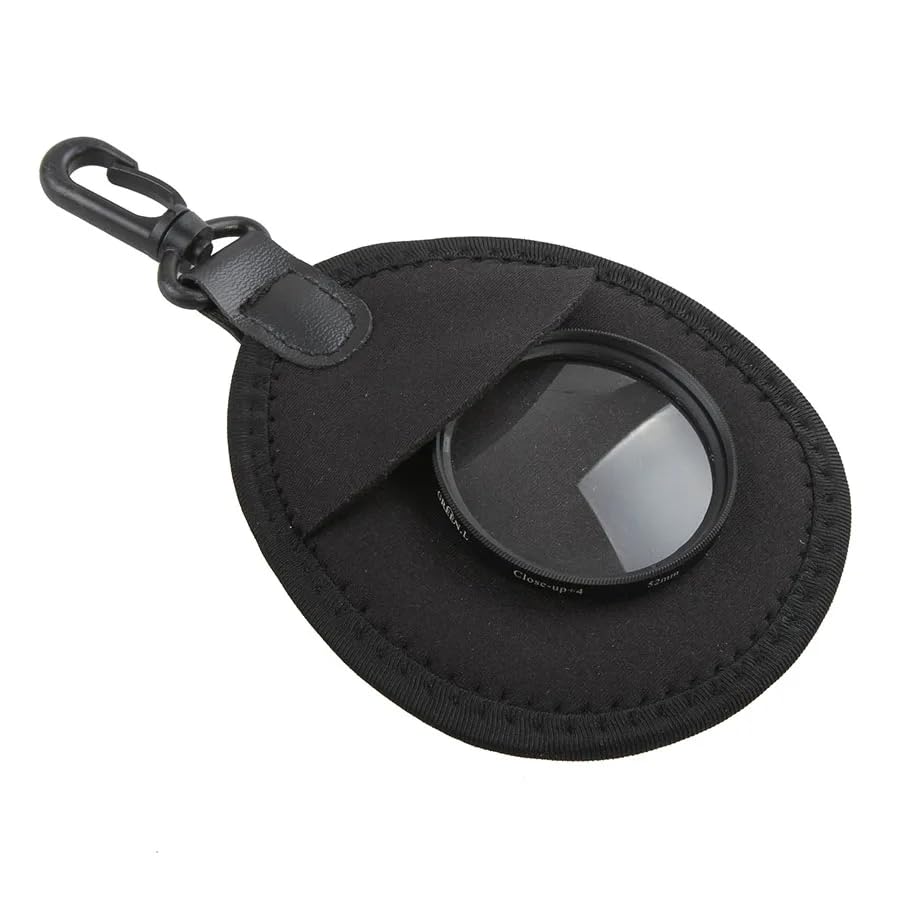 2 Pack Lens Filter Pouch Mini Storage Bag Sleeve Protective Case with Keychain Hook 2 Pockets For Camera CPL MC UV ND 25mm-77mm 43mm 46mm 49mm 52mm 55mm 58mm 62mm 67mm, Black