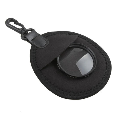 2 Pack Lens Filter Pouch Mini Storage Bag Sleeve Protective Case with Keychain Hook 2 Pockets For Camera CPL MC UV ND 25mm-77mm 43mm 46mm 49mm 52mm 55mm 58mm 62mm 67mm, Black