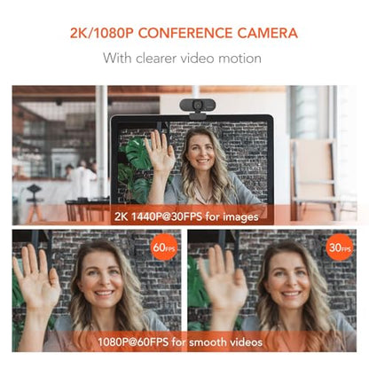 NUROUM V15AF 2K Webcam for PC, 1080P 60fps Autofocus HD Webcam with Dual Noise Cancelling Microphone, 75° FOV&Light Correction, USB Web Camera Plug&Play for Zoom/Teams,Grey - style: V15AF-Grey