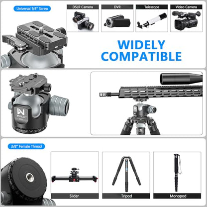 WEYLLAN CH55 Arca Ball Head Mount with Lever Release, 55mm Low Profile Heavy Duty Tripod Ball Head with Mlok Rail Arca Swiss Quick Release Plate for Hunting & Photography, Camera Head Load 88lbs/40kg