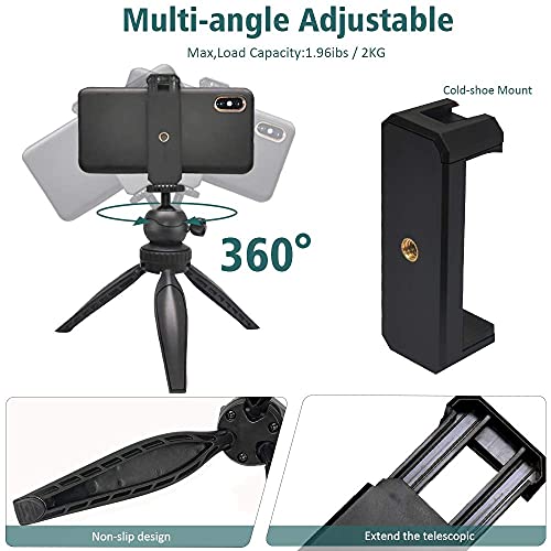 Video Vlogging Kit Smartphone Video Microphone Kit with Tripod/Phone Clip/LED Light/mic/3.5mm/Type-c/iPhone Lightning Cable/Remote Control, for iPhone X Samsung Huawei/Sony a7 Camera