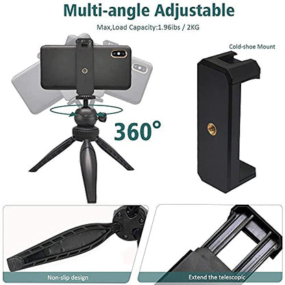 Video Vlogging Kit Smartphone Video Microphone Kit with Tripod/Phone Clip/LED Light/mic/3.5mm/Type-c/iPhone Lightning Cable/Remote Control, for iPhone X Samsung Huawei/Sony a7 Camera