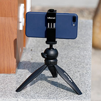 ULANZI ST-02S Aluminum Phone Tripod Mount w Cold Shoe Mount, Support Vertical and Horizontal, Universal Metal Adjustable Clamp for iPhone 12 11 Pro Xs X Max 8 7 Plus Samsung Android Smartphones - color: Black