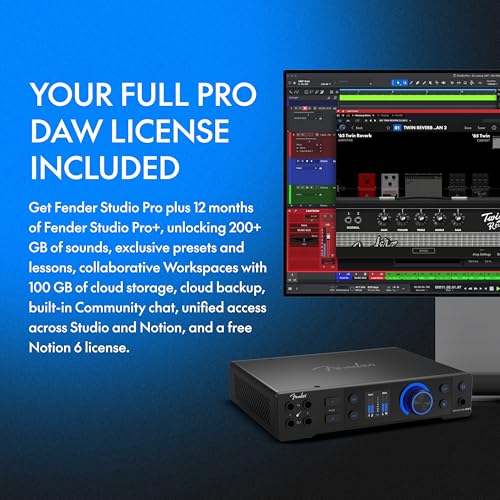 Fender Quantum HD 2 | 20x24 USB-C Audio Interface for Music Production, MAX-HD Mic Preamps, Front Instrument Inputs, ADAT & S/PDIF I/O, Auto Gain, Re-Amp Outputs, Loopback, Headphone Amp, Mac & PC | 20 X 24 I and O, 32-Bit/192 Khz Converters, 2 Max-HD Mic
