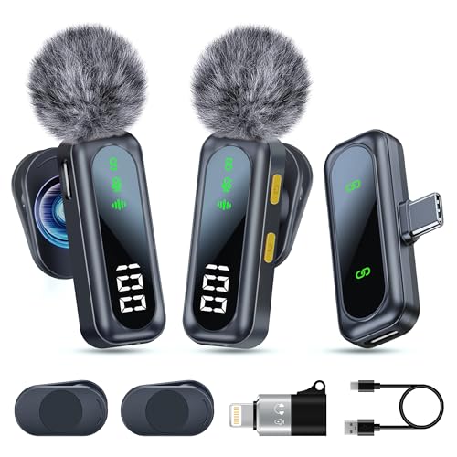 Wireless Lavalier Microphone with Magnetic Clip & LED Display, Mini Lapel Mic，Wireless Microphone for iPhone,Android, iPad, for Video Recording, Streaming, Interview, Vlog,Tiktok,YouTube - size: 04_All iPhones & Androids (LED Display)