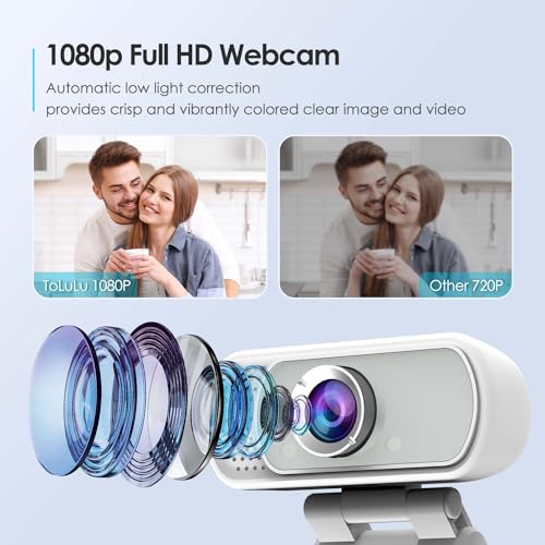 Webcam with Tripod Privacy Shutter: 1080P FHD Web Camera with Mic, Plug & Play USB A USB C Webcam with Stand, White Wide Angle Noise-Canceling Microphone Compact Web Cam for Online Meeting Classes - style: White USB-C Webcam Cover & Tripod