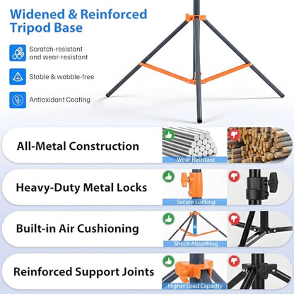 Light Stand Photography, 9.2ft/280cm Air-Cushioned Heavy Duty Studio Light Stand with 1/4" and 3/8" Screw, Aluminum Alloy Photo Video Tripod Stand for Ring Light, Softbox, LED Panel, Max Load 22lb - color: Orange