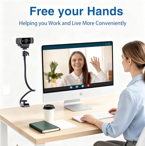 Webcam Stand Mount, Flexible Gooseneck Webcam Arm Stand with Desk Camera Mount Clip Clamp for Logitech C922 C930e C920S C920 C615 C960 C920x Brio 4K NexiGo N60 and More