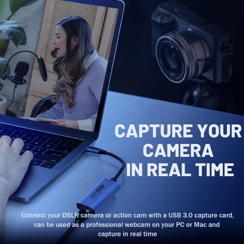 GUERMOK Video Capture Card, USB3.0 HDMI to USB-C Capture Device, Stream & Record at 2K@30FPS 1080P@60FPS, Compatible with iPad Mac OS Windows, Quest 3, OBS, Zoom, PS5/4, Switch, Xbox (Blue) - color: Blue