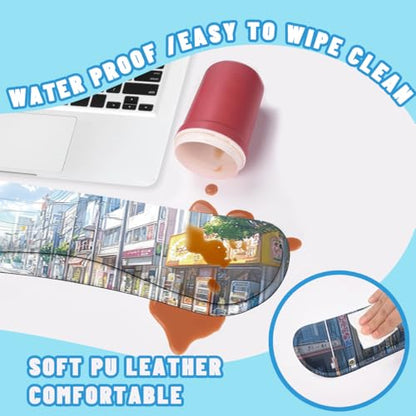 Anime Tokyo Desk Mat Set Summer City Large Mouse Pad with Wrist Rest 4in1 Desk Mat for Desktop Ergonomic Keyboard Wrist Support Anti-Slip Computer Ergonomic Mouse Pad Home Office Gaming - color: Anime Tokyo
