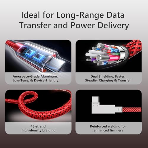 USB-C to USB-C Tethering Cable 10FT (3m), Right Angle Photography Cord, 20Gbps Fast Transfer, 4K@60Hz, PD Power Delivery, Compatible with Sony/Canon/Nikon, MacBooks, Cameras & Computers - size: 10FT (3m)