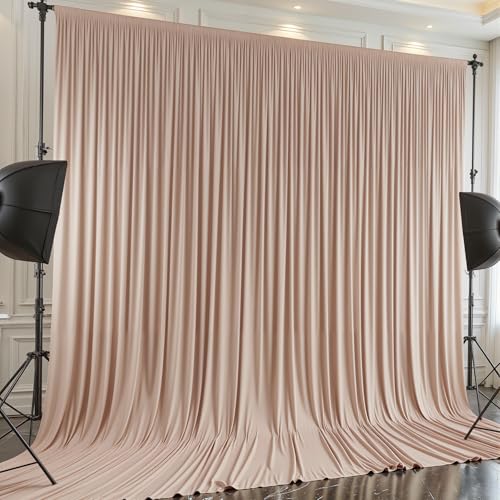 10x12 FT Nude Backdrop Curtain for Parties Wrinkle Free Photo Backdrop Curtains Polyester Wedding Back Drop Cloth Background for Birthday Photography Portraits Pet Photoshoot Prom Decoration - color: Nude, size: 5'(W) x 12'(H), 2 panels