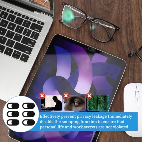 25 Pcs Webcam Cover Slide, 0.023 Inch Ultra-Thin Universal Laptop Phone Camera Cover for Laptop, Computer, Phone Privacy Protection and Security Black