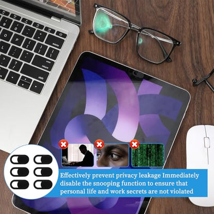 25 Pcs Webcam Cover Slide, 0.023 Inch Ultra-Thin Universal Laptop Phone Camera Cover for Laptop, Computer, Phone Privacy Protection and Security Black
