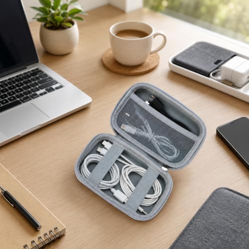 Electronic Accessories Organizer, USB Flash Drive Case SD Card Holder, Cable Management Bag with 118in Hook and Loop Tape, Travel Charger Organizer for Thumb Drive, Memory Cards, Cable