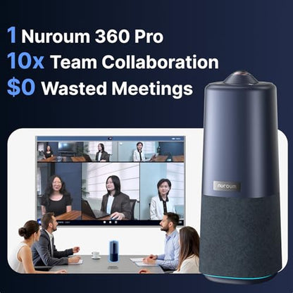 NUROUM 360 Pro Conference Room Camera and Microphone 2026 Upgrade, 3 AI Video Modes, Conference Webcam with Noise Suppression, All in One Webcam for Zoom/Teams/GoogleMeet on PC/Laptop/Desktop