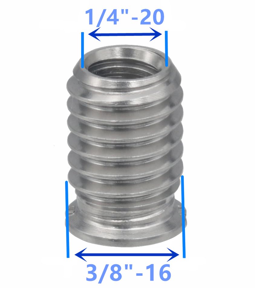 Stainless Steel 1/4"-20 Female to 3/8"-16 Male Convert Screw Adapter (4pcs, 14mm) - color: 4pcs, size: 14mm