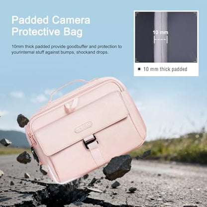 MOSISO Camera Shoulder Bag Case Crossbody Sling Purse, DSLR/SLR/Mirrorless Compact Padded Photography Handbag with Rain Cover Compatible with Canon/Nikon/Sony Cameras and Lenses, Pink - color: Pink