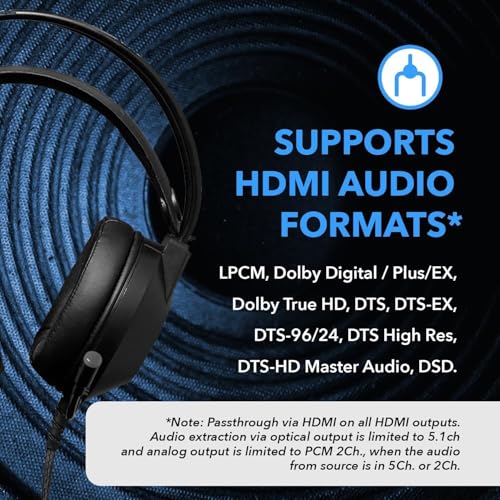 OREI 8K HDMI Splitter 1 in 4 Out, 1 x 4 Duplicate/Mirro Screen with Audio Extractor UltraHD Supports Upto 4K @ 120Hz IR EDID HDCP 2.3 for PS5, Xbox, NVIDIA (BK-104A) - style: 8K@60Hz - 4 Outputs w/ Audio Extractor