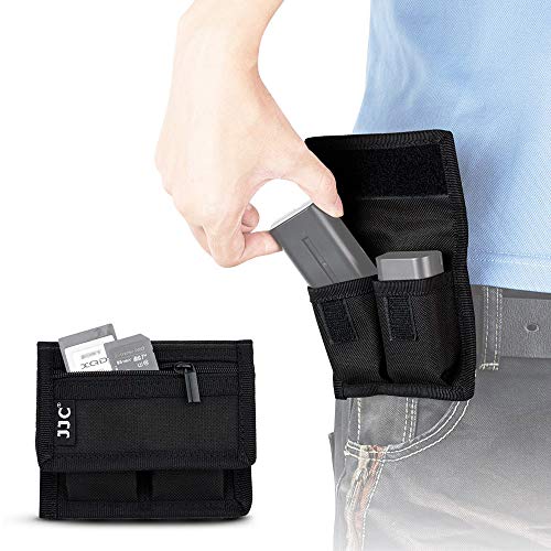 Camera Battery Pouch Holder Case for 2 PCS Sony NP-F550 NP-FW50 NP-FZ100 NP-BX1 Canon LP-E6 LP-E8 LP-E10 LP-E12 LP-E17 Fuji NP-W126 Nikon EN-EL14 EN-EL15 with Zipped Pocket to Store SD TF XQD CF Cards - size: 2 Slot+1 Zippered Pockets