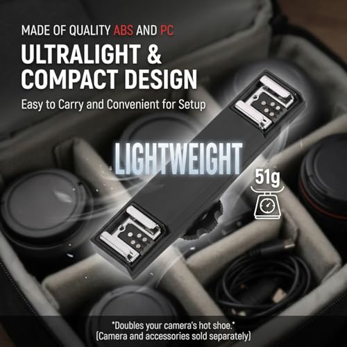 Dual Hot Shoe Splitter Camera Shoe Mounts, Dual Hot Shoe Flash Speedlite Light Bracket for SLR Camera Camcorder, Extension Bar Mount Cold Shoe Extension Bracket (for Canon)