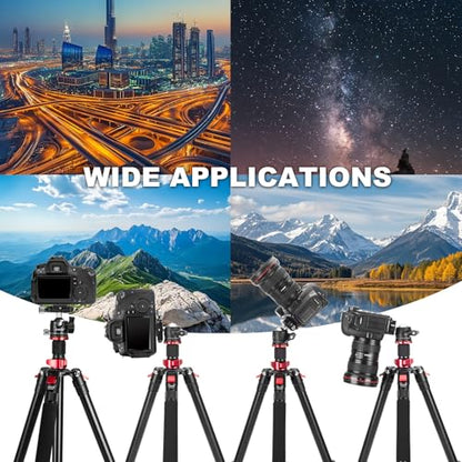 CAVIX 78.7 inch/200cm Aluminum Tripod, 2-in-1 Travel Tripod and Monopod Combo, Foldable 4-Section Lightweight with 360°Ball Head and Quick Release Plate, Load Capacity 22 lbs for DSLR Camcorder - size: Aluminum Alloy(78.7")