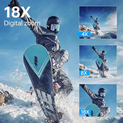 【Manual Focus】 2026 New 4K 60FPS Digital Camcorder, Video Camera with Touch Screen, 2.4G Remote Control, External Lavalier Microphone, Octopus Tripod, 32G TF Card & 2 Batteries for Vlogging