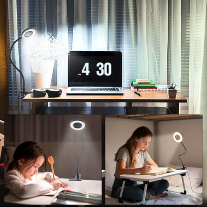 Woputne Desk Lamp Clip Light, 10 Dimmable Brightness 3 Light Modes Reading Light, Clamp Bedside Lamp for Painting, Craft, Study (Black) - size: Black-1 Piece-Standard-Classic