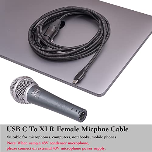 6FT USB C to XLR Female Audio Cable - Compatible with Microphones, Smartphones, Tablets - color: silver, size: 6FT
