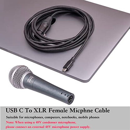 6FT USB C to XLR Female Audio Cable - Compatible with Microphones, Smartphones, Tablets - color: silver, size: 6FT