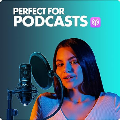 Movo PodPak2T 2-Pack Universal XLR Condenser Microphone Podcasting Equipment Bundle for 2 - Includes 2 Cardioid Mics, Desktop Stands, Shock Mounts, Pop Filters and Cables - Podcast and YouTube Kit - style: 2 Pack