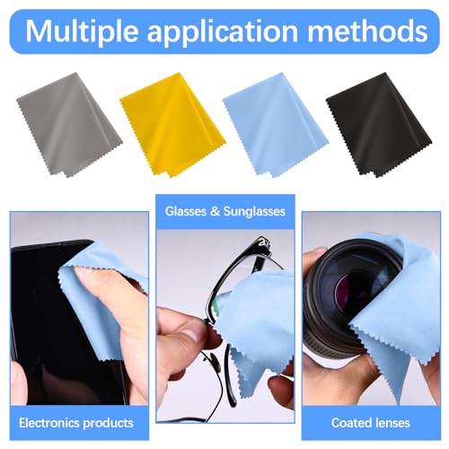 80 Pack Microfiber Cleaning Cloth for Glasses, Multi-Color Eye Glasses Cleaning Cloth Bulk 6"x7" Microfiber Cleaner Lens Cloths for Eyeglasses, Camera Lenses, TV Screens, Cell Phones and Laptops