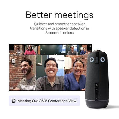 Owl Labs Meeting 4+ Premium Pack - 360 Degree, 4K Smart Video Conference Camera, Microphone, and Speaker (Includes Accessories and Warranty)