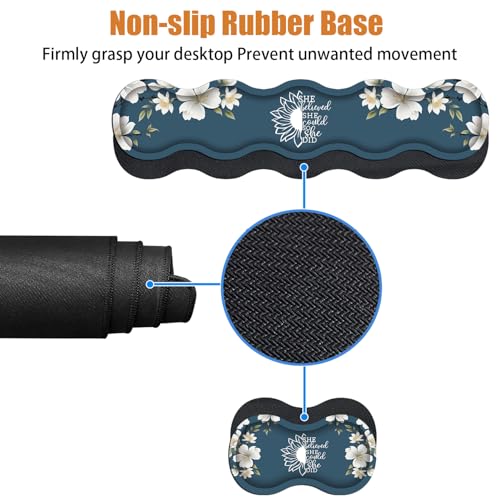Ergonomic Keyboard Wrist Rest & Mouse Pad Wrist Rest Set, She Believed She Could So She Did Inspirational Quote Large XXL Gaming Desk Mat 31.5"x 11.8" with Non-Slip Base for Home Office Study Gaming - color: She Believed She Could So She