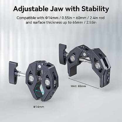 SMALLRIG Crab-Shaped Super Clamp, Camera Mount, 1/4"-20, 3/8"-16 Threaded Holes, 7.7lbs/3.5kg Payload, Compatible with Cameras, Monitors, LED Lights, etc. - size: Small