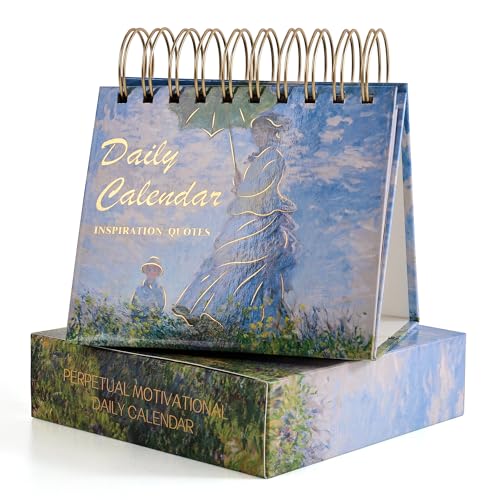 Vintage Oil Painting Daily Flip Calendar with Inspirational Quotes - Motivational Perpetual Desk Calendar, Aesthetic Office & Home Decor, Desk Accessories & Positive Affirmation Gifts for Women Girls - color: Oil painting theme