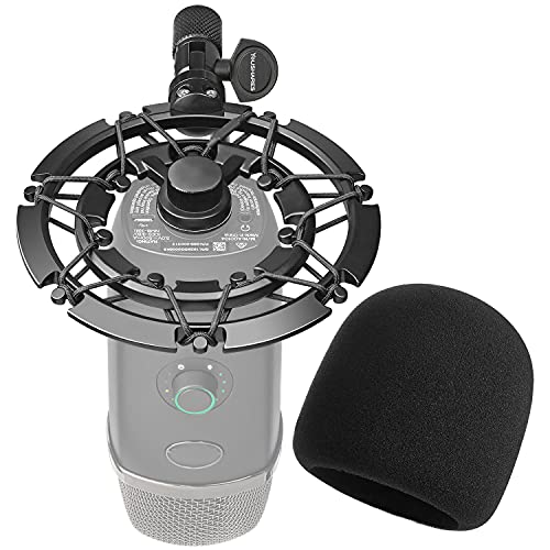 YOUSHARES Blue Yeti X Shock Mount with Pop Filter, Alloy Shockmount with Foam Windscreen Reduces Vibration and Shock Noise Matching Boom Arm Mic Stand, Designed for Blue Yeti X Microphone - color: Shock Mount with Windscreen