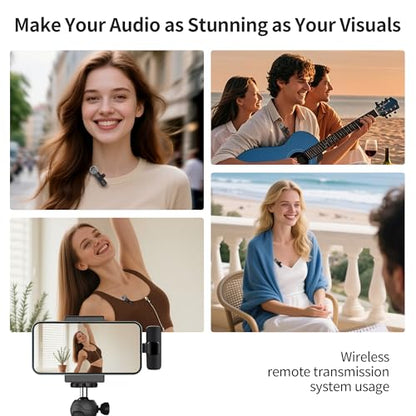 Wireless Microphone for iPhone iPad and Android Phone, 2 Pack Wireless Lavalier Lapel Mic with Noise Reduction, Plug and Play Mini Microphone for Video Recording Interview Podcast YouTube TikTok Vlog - size: 03_All iPhones & Androids (USB-C + Lightning)