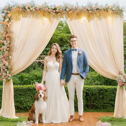 Deep Champagne Backdrop Curtain 2 Panels-Wrinkle-Free Curtains Polyester Photography Drapes for Baby Shower Birthday Party Photo Background Backdrop Stand- 8 X10FT (Champagne) - color: Champagne, size: W4' x H10'(2 panels)