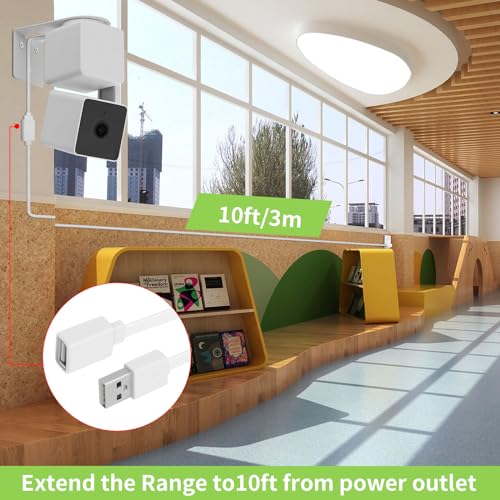 UYODM 2Pack 10Ft/3M USB Extension Cable Compatible with WYZE Cam V3/V2/V4, WYZE Cam Pan V3/V3 Pro/ V2, IPX7 Waterproof Extension Charging Cable Power Your WYZE Cam Continuously - White