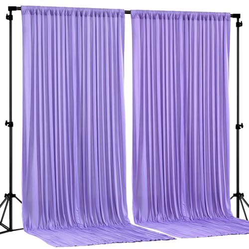 Lavender Backdrop Curtain 2 Panels-Wrinkle-Free Champagne Curtains Polyester Photography Drapes for Baby Shower Birthday Party Photo Background Backdrop Stand- 8 X10FT (Lavender) - color: Lavender, size: W4' x H10'(2 panels)