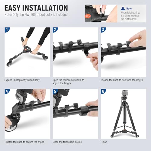 NEEWER Photography Tripod Dolly, Heavy Duty 50lbs Capacity Tripod Wheels with 3" Rubber Wheels for DSLR Cameras Camcorder Photo Video Lighting - style: NW-600 with 3" Wheels
