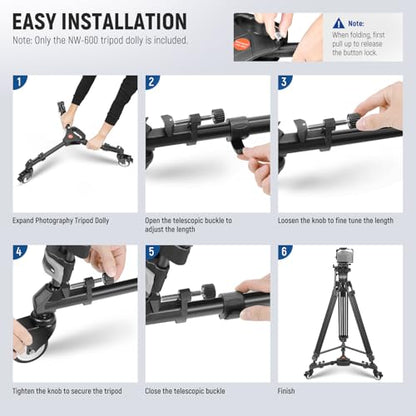 NEEWER Photography Tripod Dolly, Heavy Duty 50lbs Capacity Tripod Wheels with 3" Rubber Wheels for DSLR Cameras Camcorder Photo Video Lighting - style: NW-600 with 3" Wheels