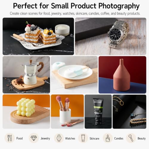 BYSTONE Product Photography Backdrops Kit, 8 Pcs 16 Patterns Photo Backdrop Board, 16.5 x 11.7 in Tabletop Background for Food Jewelry Cosmetics, Small Product Photoshoot Props