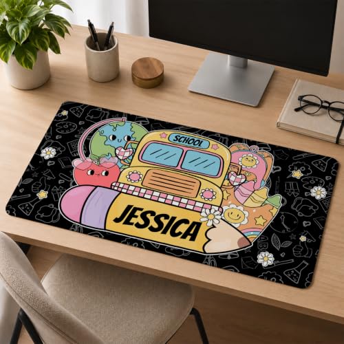 Teacher Desk Mat and Wrist Rest Set - Composition Book Large Mouse Pad with Ergonomic Keyboard Support, Cute Classroom Decor, Appreciation Gift (Style 6) - color: Style 6