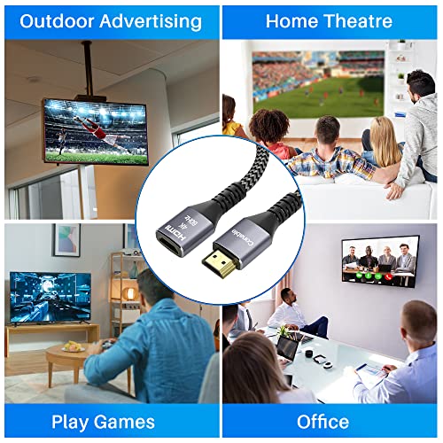 4K HDMI Extension Cable (2 Pack 10FT+ 10FT), HDMI 2.0 Braided Extender Male to Female Cord, Pure Copper 3D 4K@60Hz 2160p 1080p HDR HDCP 2.2 ARC (with Ties, U Nails, 2 HDMI Adapters)-10 Feet-2 Pack - size: 10 Feet (2 Pack)