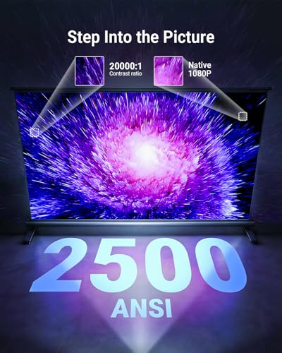Smart 4K Projector [Bundled with Google TV Stick] with WiFi and Bluetooth, 2500ANSI, Auto Lens Cap, Portable Outdoor Movie Projector with Built-in Apps Auto Focus for Ceiling/Home Theater/Bedroom