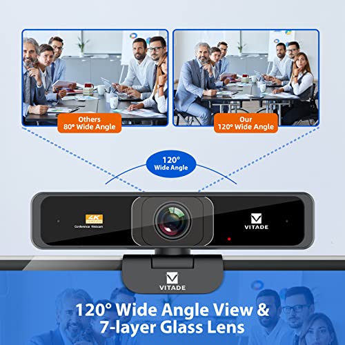 4K Zoomable Webcam with Upgraded Remote Control, 8MP Sony Sensor Webcam with Microphone and 4X Digital Zoom, Pro USB Webcam for Streaming/Conference/Online Teaching/Video Calling/Zoom/Skype